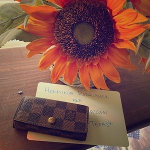 Well loved Damier Ebene LV 4 Key Holder